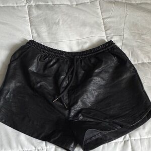 Faux Leather Black Women's Shorts